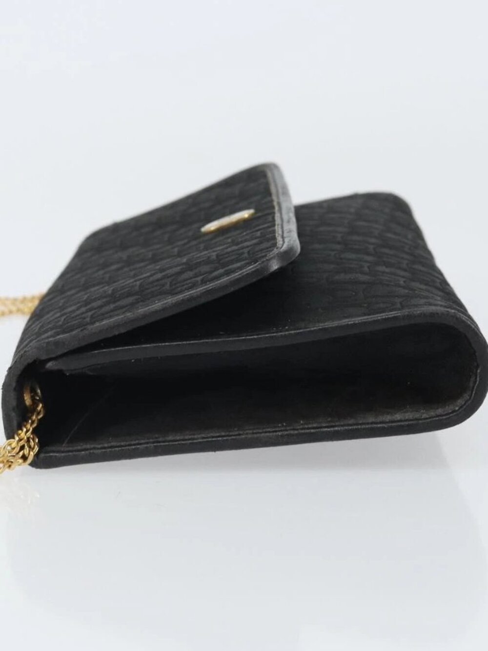 Christian Dior Trotter Canvas Chain Shoulder Bag Black Gold Auth 160947 - Picture 6 of 16